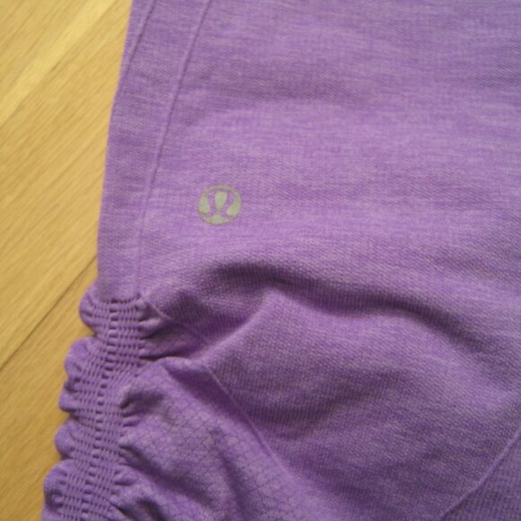 Lululemon In The Flow Crop Seamless Leggings Power Purple Size 10 Ruched Tights - Picture 5 of 7